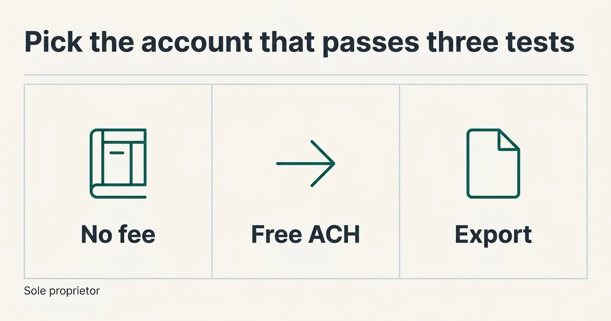 A clean three-column exhibit titled 'Pick the account that passes three tests'.